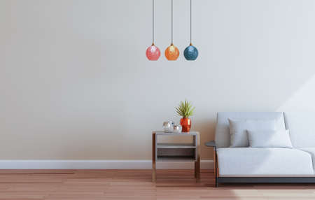 Mockup wall with armchair in living room with a white wallmodern living room with sofa....