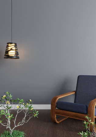 minimal interior style poster Mock up the living room wall in gray with modern sofa and decorations...