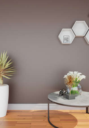 minimal interior style poster Mock up the living room wall with modern sofa and decorations in the...