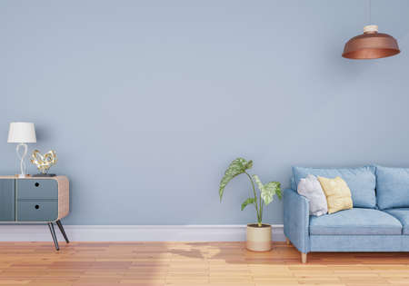 minimal interior style poster Mock up the living room wall in green with modern sofa and decorations...