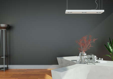 minimal interior style poster Mock up the living room wall with modern sofa and decorations in the living room.copy space. 3D rendering.の写真素材