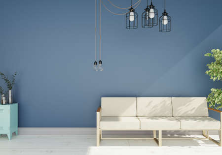 minimal interior style poster Mock up the living room wall with modern sofa and decorations in the...