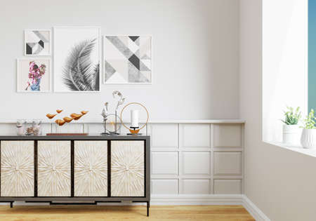 minimal room and decoration copy space - wall. 3D rendering.の写真素材