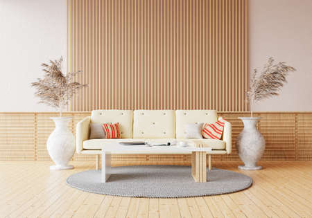 minimal room and decoration copy space - wall. 3D rendering.