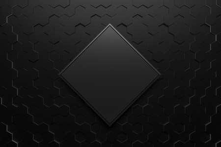 Copy space square background. Cosmetics or beauty product promotion mockup. Natural rough silver grey, step pedestal. Trendy minimalist banner, 3D rendering.の写真素材