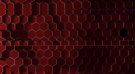 red hexagon background some , 3d rendering.の写真素材