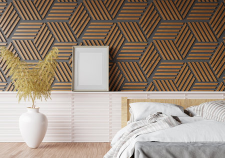 minimal room and decoration copy space - seamless wood wall. 3D rendering.の写真素材