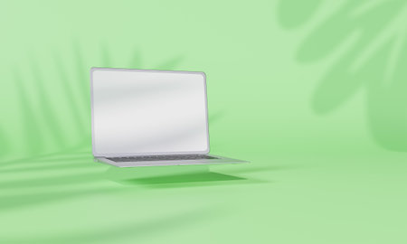 Screen Mock up with shadow color wall background,copy space. 3D rendering.