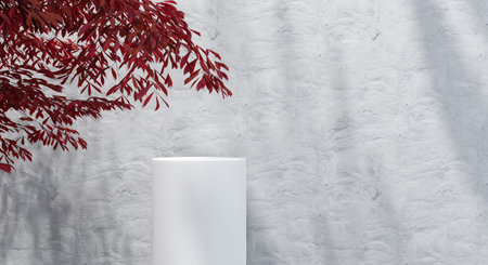 3d podium with shadow and texture wall for product presentation. 3D rendering.の写真素材