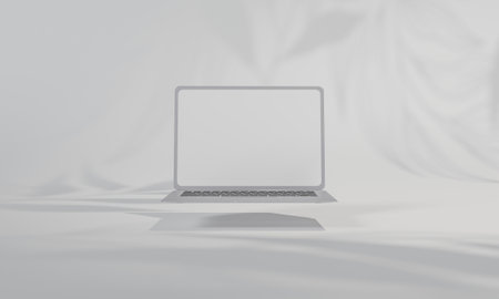 Screen Mock up with shadow color wall background,copy space. 3D rendering.の写真素材