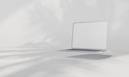 Screen Mock up with shadow color wall background,copy space. 3D rendering.の写真素材