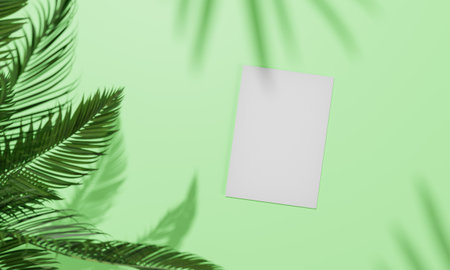 Topview with colorful background snd tree stand or podium on advertising display with blank backdrops. 3D rendering.の写真素材