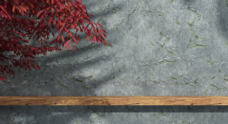 3d podium with shadow and texture wall for product presentation. 3D rendering.