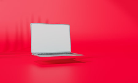 Screen Mock up with shadow color wall background,copy space. 3D rendering.の写真素材