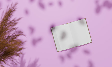 Topview with colorful background snd tree stand or podium on advertising display with blank backdrops. 3D rendering.の写真素材