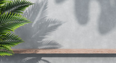 3d podium with shadow and texture wall for product presentation. 3D rendering.の写真素材