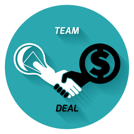 creative concept black white icon handshake. background for business and finance. idea, team,best deal, teame work. Flat vector designのイラスト素材