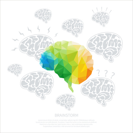 Creative concept of the human brain consists of colorful polygons, vectorのイラスト素材