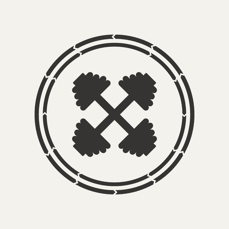 Vintage, hand drawn setsilhouette dumbbell . Sports emblems.のイラスト素材