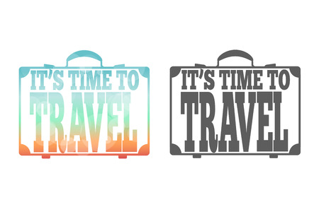 Suitcase. Travel black and white. のイラスト素材