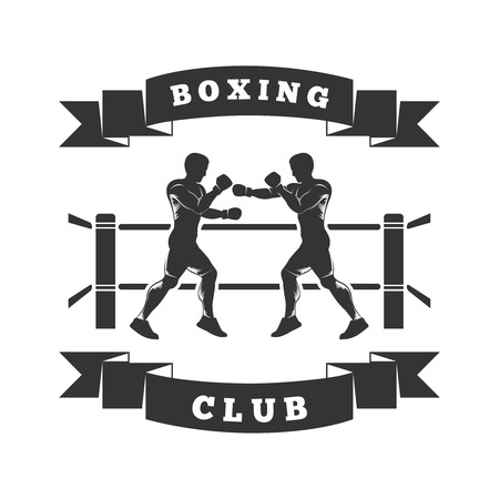 two men are boxing in the ring. On the ribbon shows Boxing Clubのイラスト素材