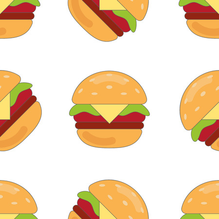 burgers on a white background. Seamless pattern. illustrationのイラスト素材