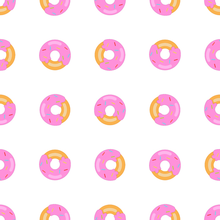 Donut on a white background. Seamless pattern. illustrationのイラスト素材
