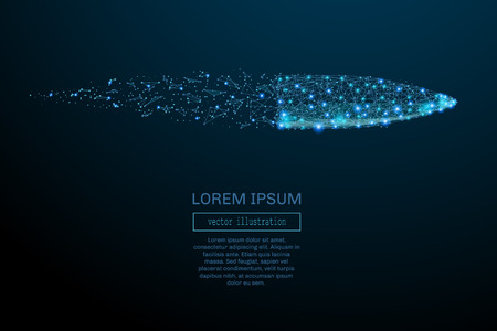 Abstract image of a bullet in the form of a starry sky or space, consisting of points, lines, and shapes in the form of planets, stars and the universe. Bullet vector wireframe concept.のイラスト素材