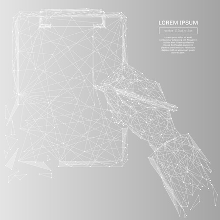 White abstract Man signs document polygonal, geometry triangle. Light connection structure .のイラスト素材