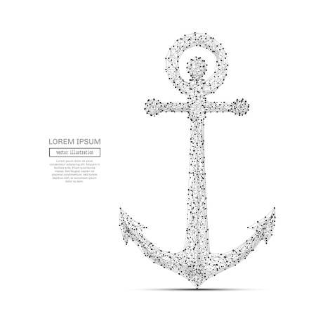 Abstract mash line and point anchor on background with an inscription. Starry sky or space, consisting of stars and the universe. Vector business illustrationのイラスト素材