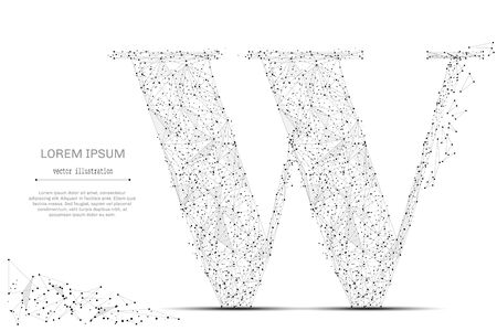 Abstract mash line and point the letter W on white background with an inscription. Starry sky or space, consisting of stars and the universe. Vector business illustrationのイラスト素材