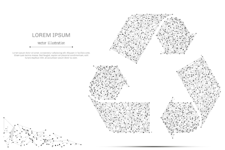 Abstract Recycling sign polygonal, geometry triangle. Light connection structure. Low poly vector background. Business conceptのイラスト素材