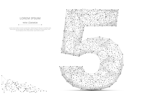 Abstract mash line and point number five with an inscriptionのイラスト素材