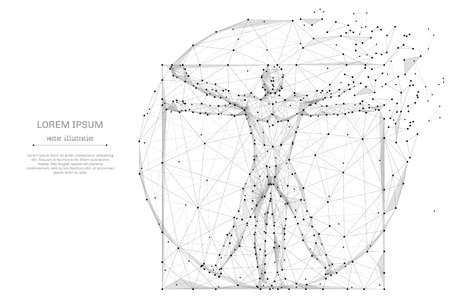 Proportion Man low poly wireframeのイラスト素材