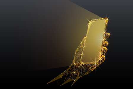 Phone in a hand Abstract Low-poly wireframe  technologyのイラスト素材