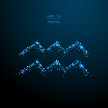 Aquarius sign low poly wireframe banner template. Astrological calendar, horoscope.のイラスト素材