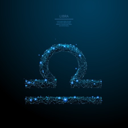 Libra sign low poly wireframe poster template. Astrological calendar, horoscope. Mesh art constellation.のイラスト素材