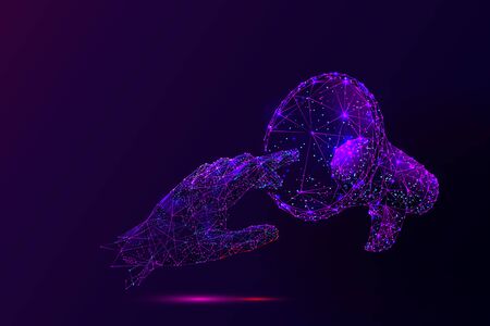 Purple Market analyzing low poly wireframeのイラスト素材