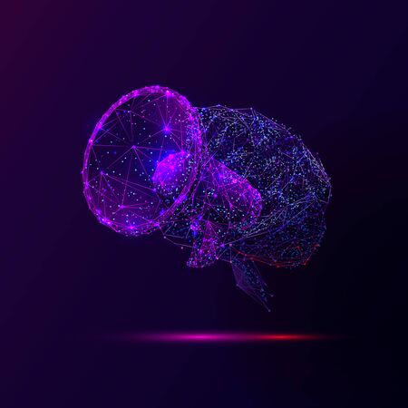 Thoughts expressing and communication low poly wireframeのイラスト素材