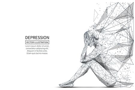 Depression low poly banner template.のイラスト素材