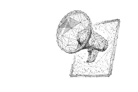 Internet mobile marketing low poly wireframeのイラスト素材