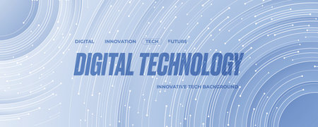 Abstract technology background with circle lines. Modern elegant pattern. Futuristic white web banner with thin line circuit board on tech bg for presentation. Digital vector illustration. Big Data.のイラスト素材