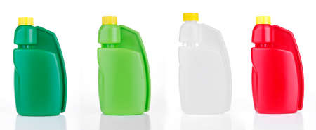 Different colors plastic bottle without label isolated on white background