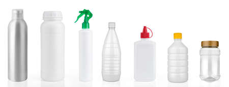 Plastic bottle without label isolated on white backgroundの写真素材