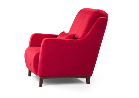 Red armchair isolated on a white background . side viewの写真素材