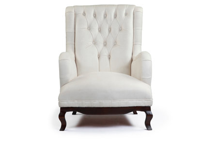 White armchair isolated on a white background . front viewの写真素材