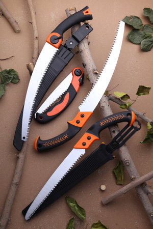 Garden saws cut with dry twigs