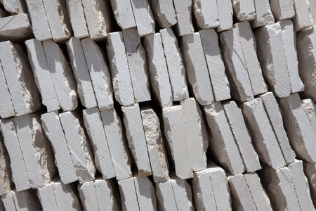 Stacked stones. Stone texture. Many stones. Regular. Abstract texture and background .Pile of paving slabsの写真素材