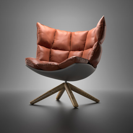 Modern armchair isolated on grey background. 3d render illustration.の写真素材