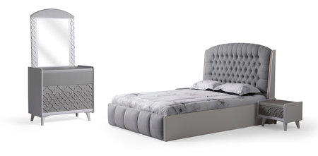 3d rendering of a bed with a mirror on a white backgroundの写真素材
